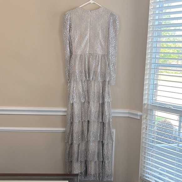 NWT Antonio Melani x Born
on Fifth Clara Metallic Lace
Tiered Ruffle Maxi Dress - Picture 12 of 16